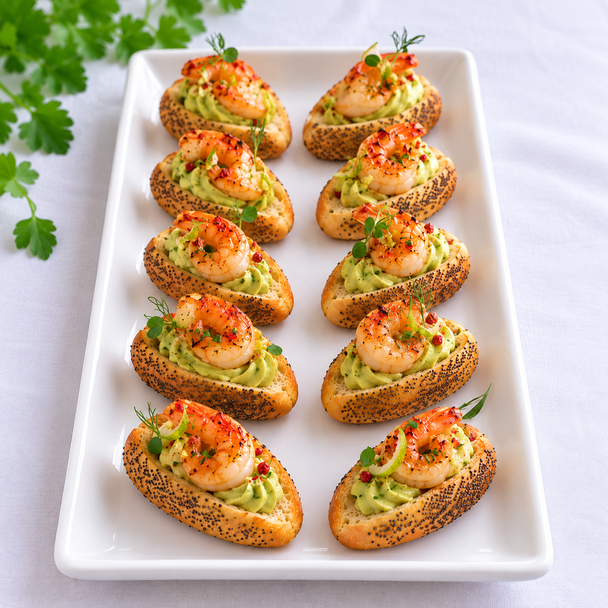 Navettes avocat et gambas