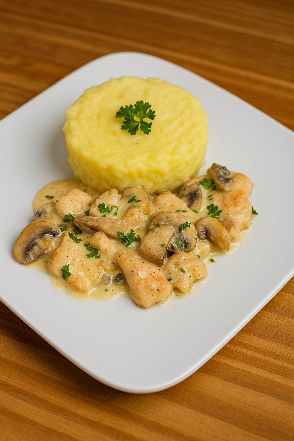 Poulet crémeux champignons